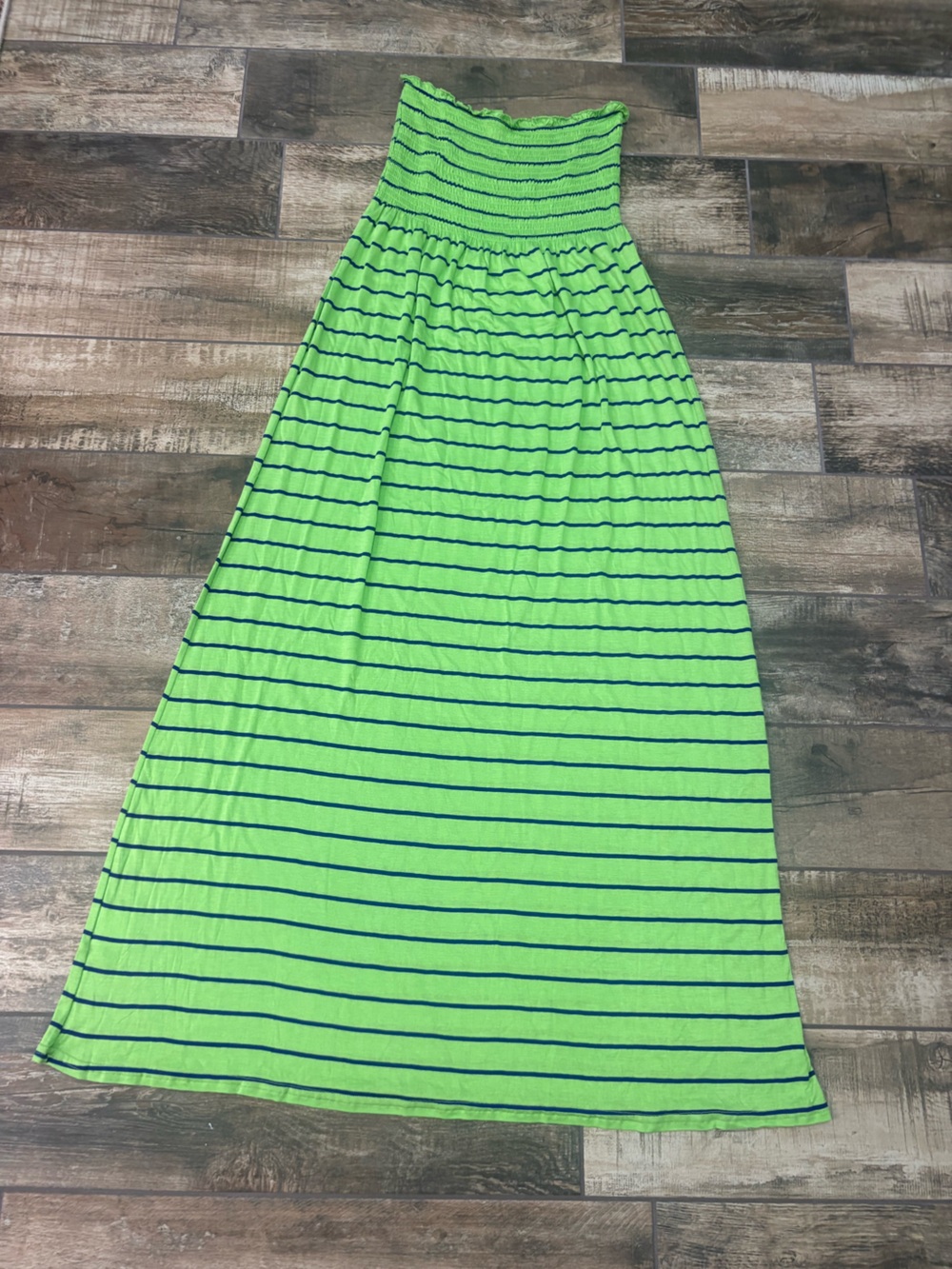 Just Love Lime Green and Navy Striped Maxi Skirt